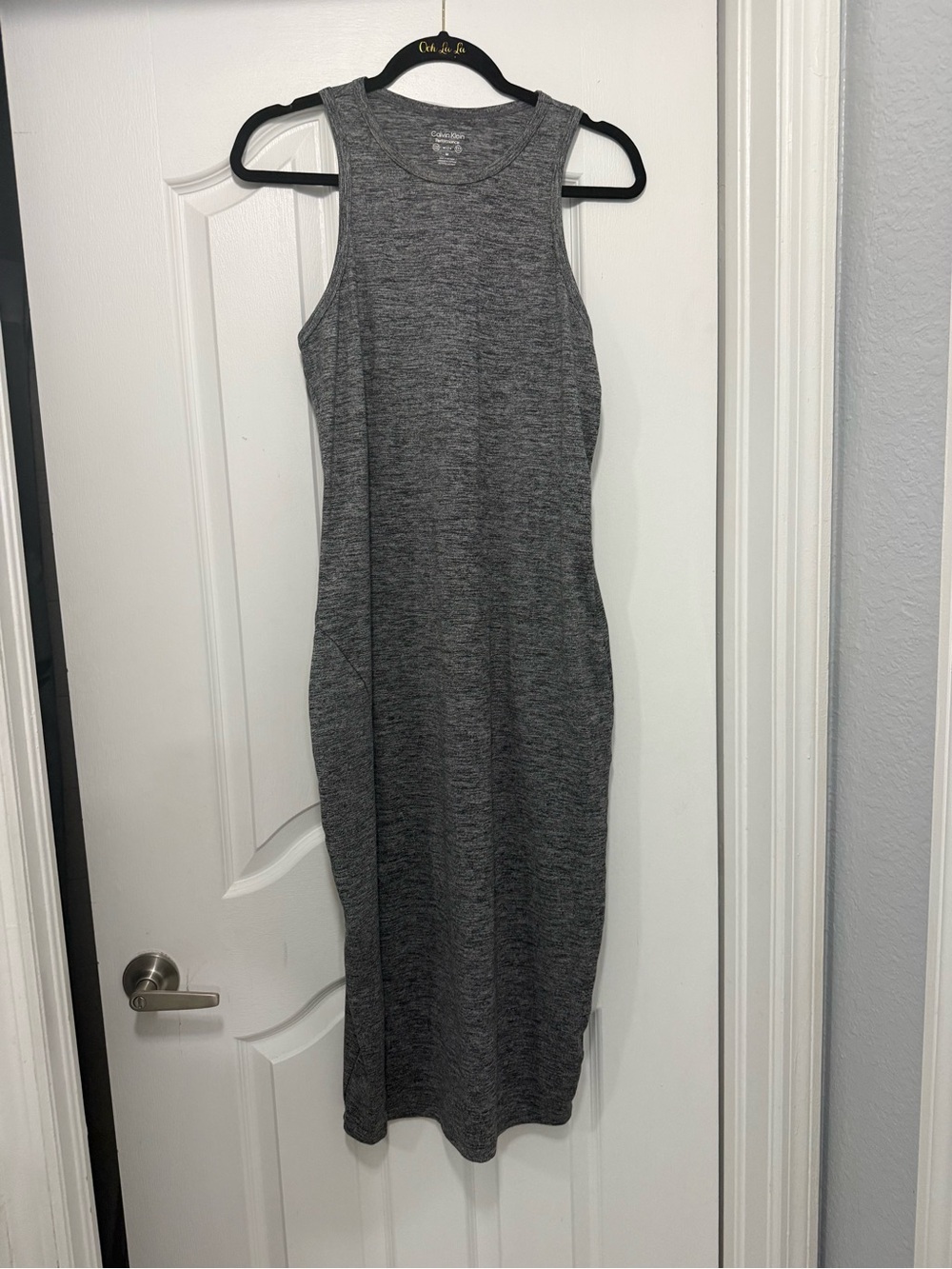 Calvin Klein sleeveless Grey Midi Bodycon Dress Sz M